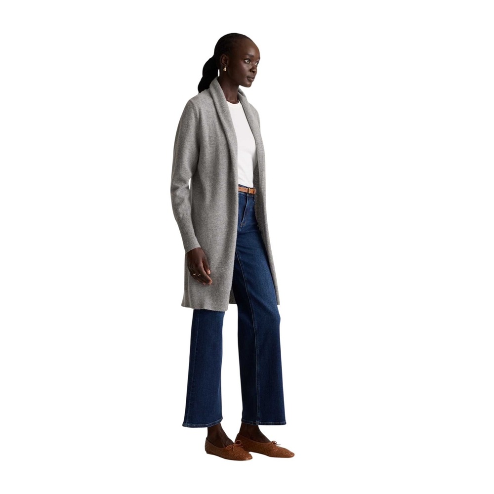 Quince Mongolian Cashmere Duster Cardigan Gray Size M 100% Cashmere Minimalist - Picture 2 of 9